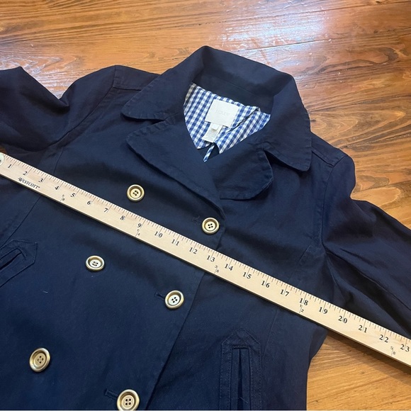 JCrew Women’s Indigo Blue Metallic ThreadDouble Breasted Peacoat Denim Jacket 12 - Picture 14 of 16